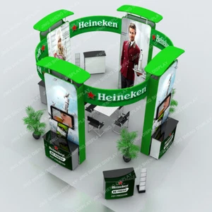 Custom 20ft Trade Show Displays Booth Exhibition Set with TV Brackets Counters - Picture 1 of 6