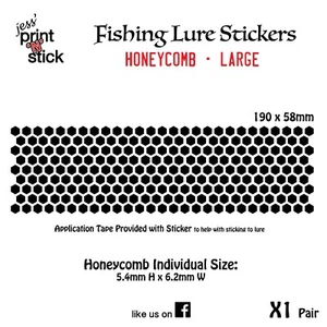 Fishing Lure Stickers Honeycomb (LARGE) 190x58mm X1 Pair - Bild 1 von 9