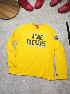 Nike NFL Green Bay Acme Packers Mens XXL Shirt Retro Long Sleeve 2XL Yellow