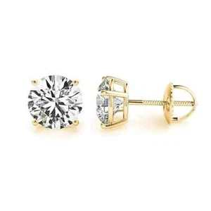 Aretes de diamantes cultivados en laboratorio de 0,50 TDW en oro amarillo de 14 k EF/VS - Imagen 1 de 1