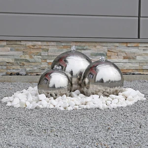 Brunnen aus Edelstahl für den Garten Gartenbrunnen mit Kugel LED Beleuchtung - Bild 1 von 5