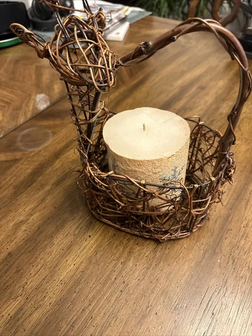 Gold- colored painted holiday theme basket with reindeer head Cover