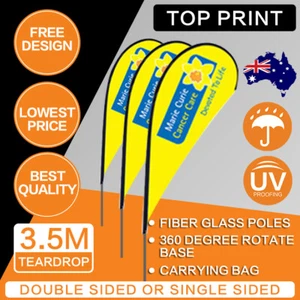 Custom 3.5M Teardrop Flags Flying Banner Spike base cross base tyre base - Picture 1 of 15