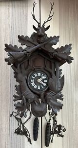 Vintage German Black Forest Hunter Cuckoo Clock Deer