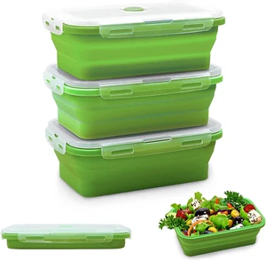 27Oz Collapsible Food Storage Containers with Lids, 3 Pack Set 800Ml Silicone Fo - Picture 1 of 12