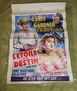 Clark Gable, Ava Gardner Broderick Crawford: L'TOILE DU DESTIN "Belgian Poster" - Picture 1 of 12