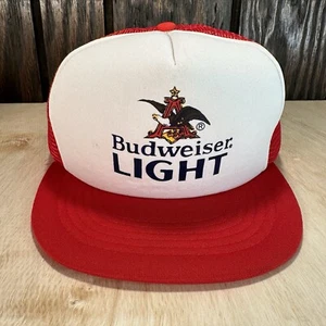 Vintage Budweiser Light Trucker Hat Snapback Cap 80s Bud Light Beer Eagle Logo - Picture 1 of 12