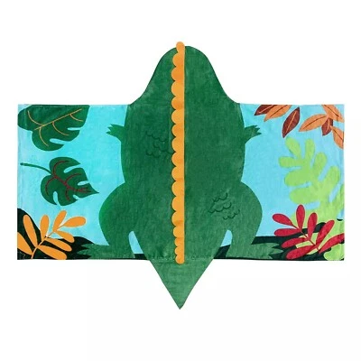 Envoltura de baño con capucha dinosaurio verde, toalla con capucha Dino, 25" X 50" Foto 1 de 3