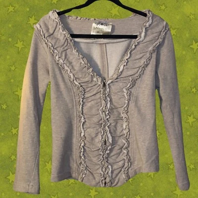 Zipped Ruffled Jacket - Blazer, Size Lrg, 100% Cotton, cute and coquette!  - Image 1 of 4