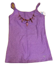 Justice Girl's Size 10 Purple Metallic Cami with Built In Bra Beaded Accents New - Picture 1 of 2