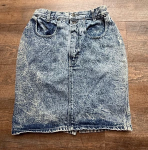 Vintage 80/90s Gitano Express Acid  Wash Denim Mini Skirt Size 9/10 - Picture 1 of 10