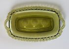 Vintage Indiana Glass Avocado Green/ Kings Crown thumbprint pattern Butter/tray