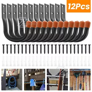 12 Set Wand-Haken Geräte-Träger Werkzeug-Halterung Schlauch-Halter Garage Keller - Bild 1 von 15
