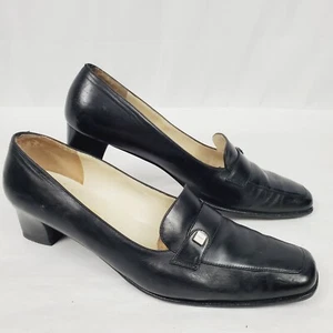 Salvatore Ferragamo Vintage schwarze Leder Pumps Größe 9 1/2 B ☆ Blockabsatz Boutique - Bild 1 von 12