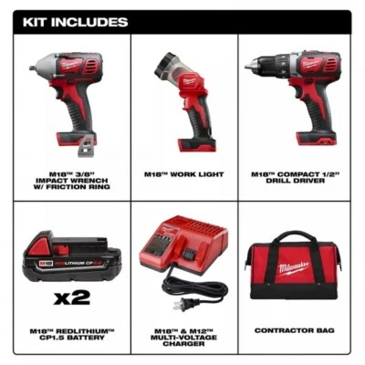 Milwaukee CANADA 18V Cordless Lithium-ion 3 Tool Combo Kit - Image 1 of 4