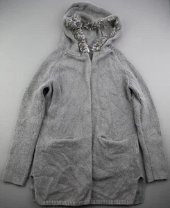 Girl's 2018 Gap Kids Open Fur Hooded Knit Cardigan Sweater Gray Size XXL - Picture 1 of 8