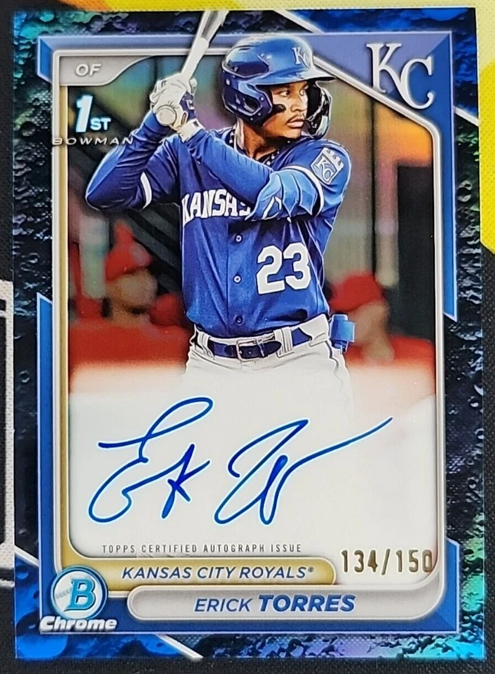 Erick Torres 2024 Bowman Chrome Blue Lunar 1st Bowman Autograph /150 Parallel-KC - Image 1 of 2