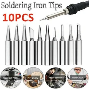 10Pcs Soldering Iron Tips Solder Rework Lead Standard Size Accessories Parts AU - Picture 1 of 17