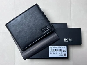 Hugo Boss Men's Asolo Bi Fold Black Leather Wallet Card Coin Pocket Gift UK New