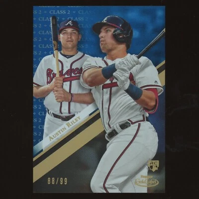 2019 Topps Gold Label #60 Austin Riley Rookie RC Class 2 Blue Parallel SP #/99 - Image 1 of 2