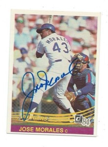 Jose Morales Hand Signed autograph on a 1984 Donruss card-Los Angeles Dodgers