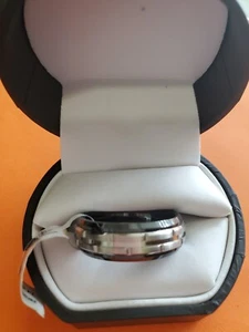 MEN'S MODERN BRIDE WEDDING BAND NEW WT CERAMIC AND STAINLESS - Picture 1 of 2