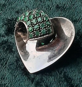 Schmuckanhänger 925 Sterlingsilber mit Smaragden in Herzform - Bild 1 von 18