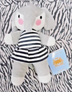 CK/ DOUDOU PELUCHE BOUT'CHOU ELEPHANT ROBE RAYE BLEU MARINE JOUE ROSE 20CM NEUF - Picture 1 of 2