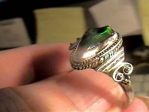 STERLING 925 SILVER BLACK OPAL RING 7.5 dainty artisanal handmade delicate natur - Picture 1 of 6