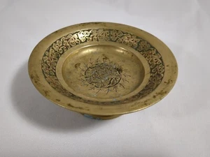 Vintage Brass Small Pedestal Bowl Candy or Trinket Leaf Design - Picture 1 of 9