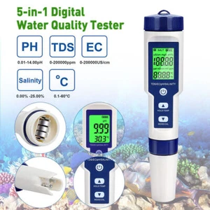 5in1 PH Wert Wasser Messgerät Digital Messer Tester Aquarium Pool Prüfer pH 0-14 - Bild 1 von 12