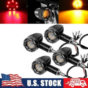 2X LED Motorcycle Bullet Turn Signals Brake Light Blinker Lamp For Bobber Cafe - Foto 1 di 9
