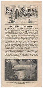 Folleto publicitario 1947 para Salt Spring Island Canadá - Imagen 1 de 2