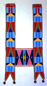 Collar de caballo de lana roja martingala con cuentas de cuervo estilo antiguo 34"" L, 16"" con HMG5 - Imagen 1 de 2