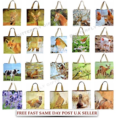 Large Reusable Shopping Bags Womens Ladies Animal Bird Travel Tote Shoulder Bag