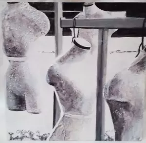 Original signiertes Gemälde Acryl auf Holz ""Grisaille Forms"" 8x8" Wandhängekunst - Bild 1 von 12