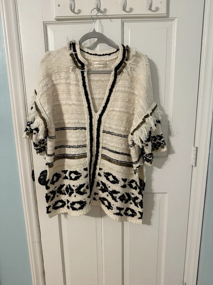Poncho suéter Anthropologie Margot adornado con flecos talla XS/S talla única nuevo sin etiquetas Foto 1 de 4