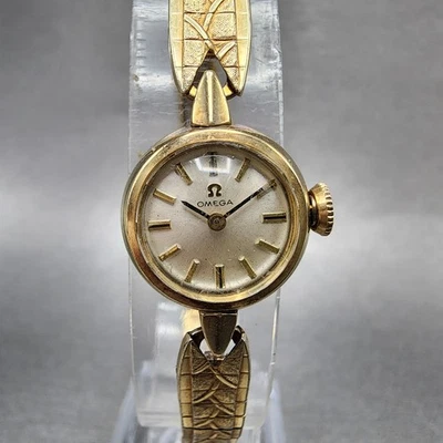 Omega Watch Women 17mm Silver Dial 14K Gold Filled Manual Wind Runs Caliber 484 - Image 1 of 4