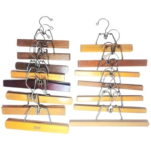 Lot of 15 Vintage Wooden Clamp Hangers Pants Skirts Slacks 9-12" Dark Light Wood - Picture 1 of 8