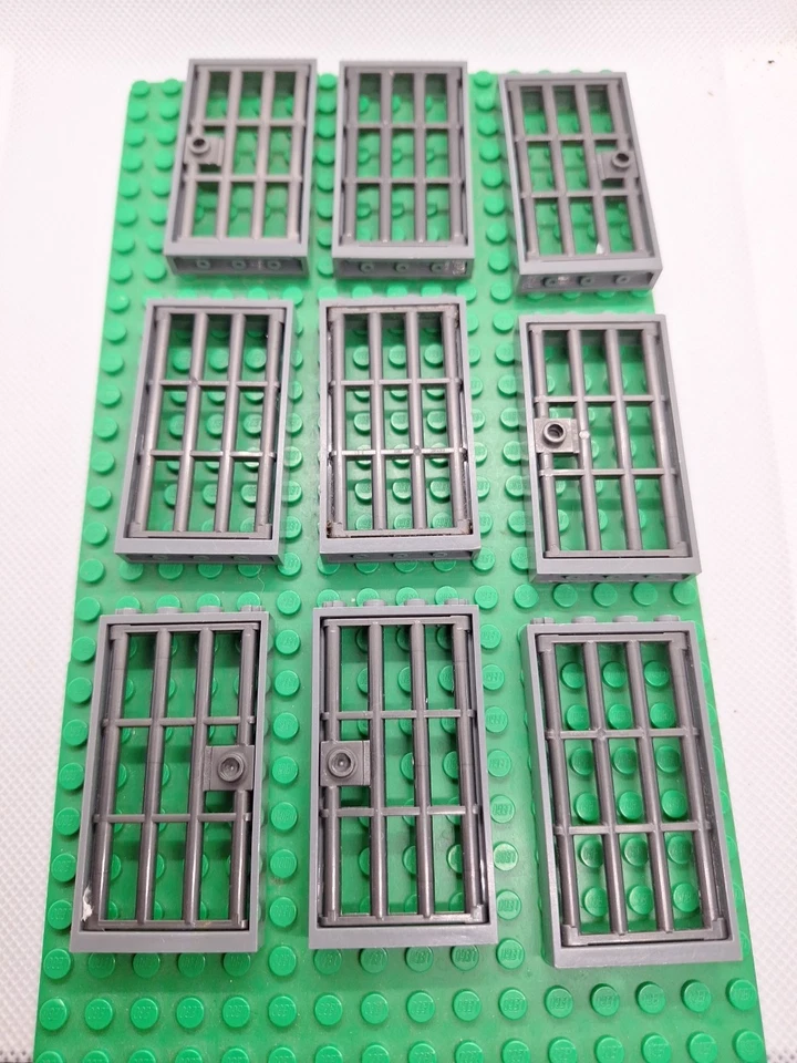 9x Lego Gefängnis, Gitter Fenster, Tür, Rahmen Dunkelgrau, Grau 92589, 60596, - Bild 1 von 1