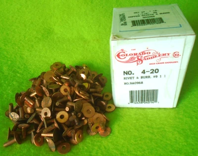 NEW 1#~ 1-1/4" COPPER Rivets & Burrs~9 Gauge~CLENDENIN Bros~SADDLES~LEATHER TACK - Image 1 of 4