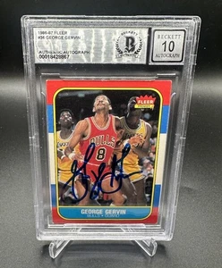 George Gervin 1986-1987 Fleer Autographed Signed Beckett Slabbed Card COA - Picture 1 of 5
