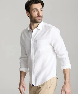 UNTUCKit Herren weißes knitterarmes 100% Leinen Langarm Hemd Gr. XL - Bild 1 von 10