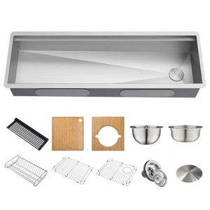 Kraus KWU210-57 Kore 57" Undermount Workstation 16 Gauge - Stainless Steel - Picture 1 of 12