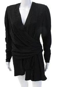 Saint Laurent Women Black V-Neck Long Sleeve Jumpsuit Short Viscose Size S - Picture 1 of 6