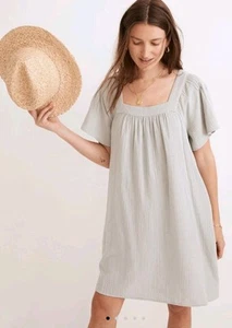 MADEWELL BUTTERFLY SQUARE-NECK MINI DRESS in GLASSWEAR BLUE *SIZE XS* - Picture 1 of 5
