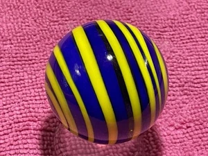 Schöne moderne 1,4" gelb & blau gestreifte Glasmarmor, sehr lebendig! - Bild 1 von 16