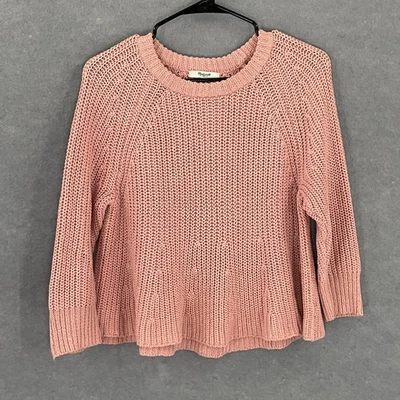 Suéter de punto corto Madewell para mujer talla pequeña rosa mezcla de lino suéter cuadrado Foto 1 de 4