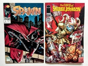 Spawn #5 & The Curse Of Sherlee Johnson #1 1st Sherlee Johnson & Billy Kincaid casi nuevo - Imagen 1 de 9
