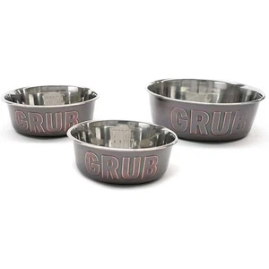 Tazón de comida para perros de acero inoxidable Cooper Pet Grub plato de agua varios tamaños antideslizante - Imagen 1 de 6